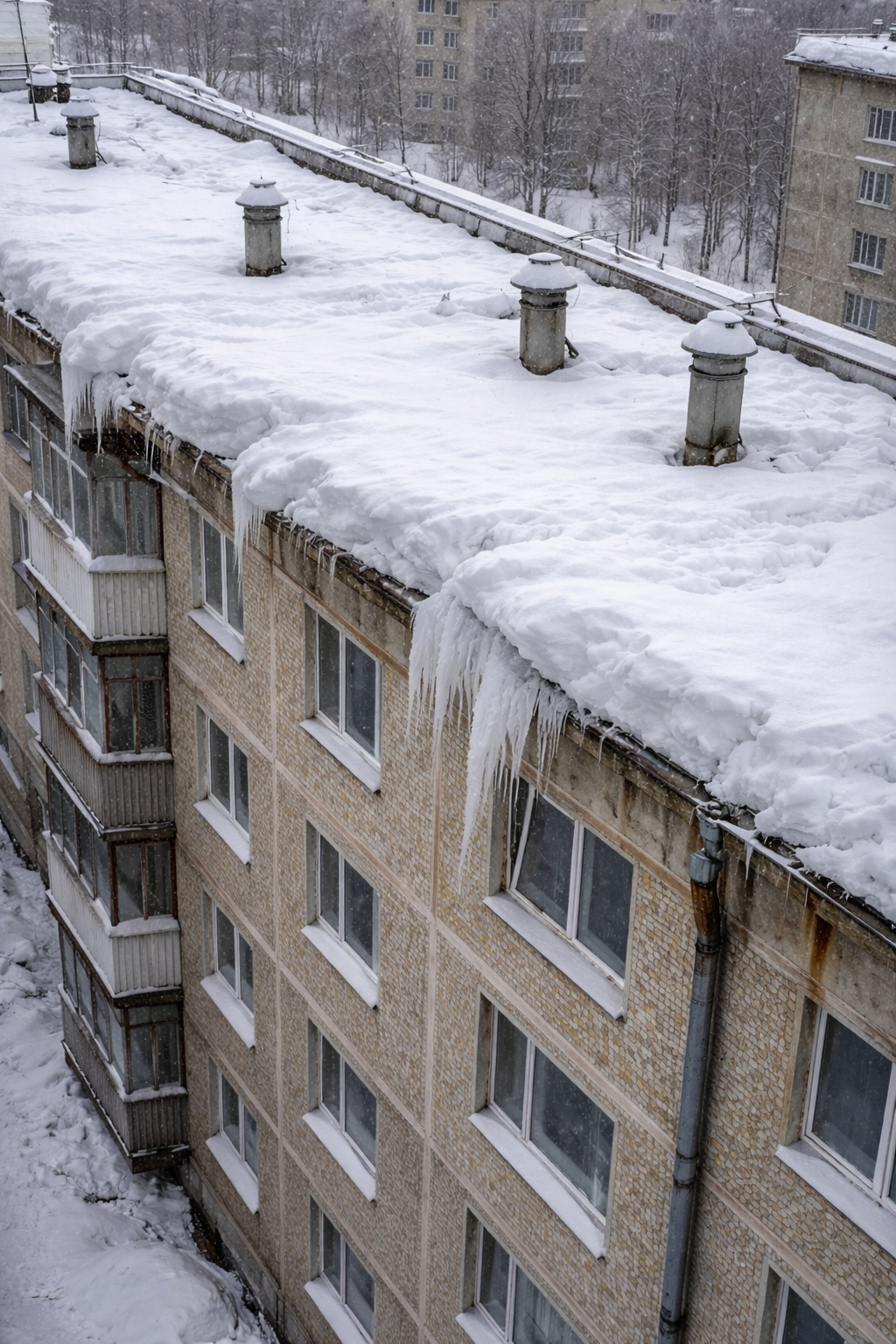 Снег на кровле в Екатеринбурге