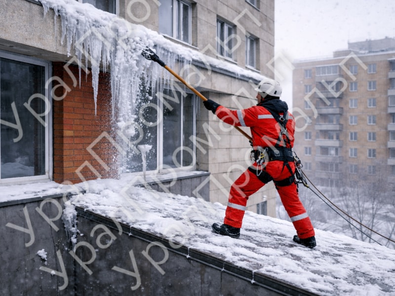 Удаление наледи и сосулек с крыши